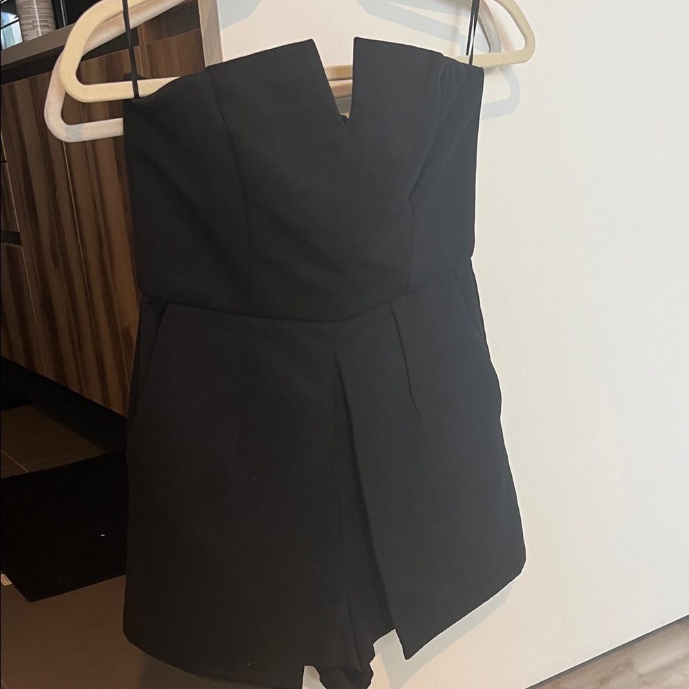 Black Strapless Romper
